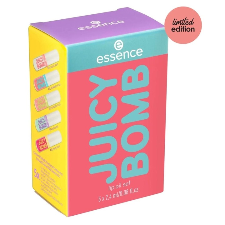 Set luciu de buze Essence Juicy Bomb, ulei, hidratant, multicolor