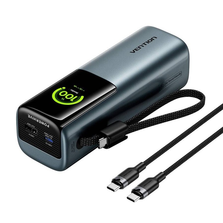 Baterie externă Vention Powerhive 27000mAh, 200W, USB-C, gri