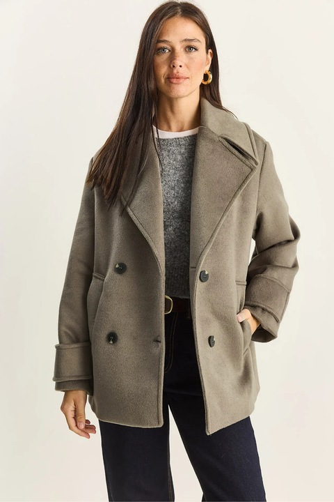 Palton dama, Bianco Lucci, Bej natural, Bumbac