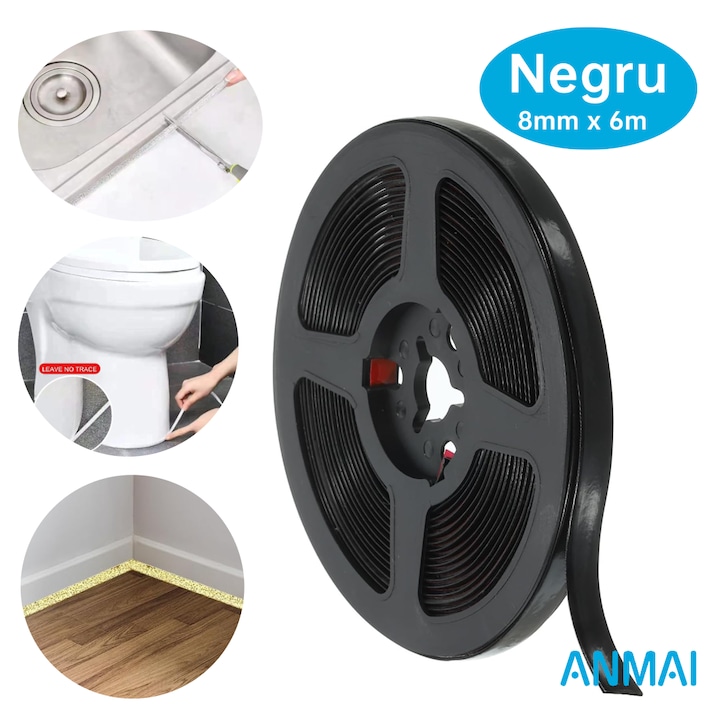 Banda etanșare și izolare Anmai, rezistentă la apă, 8mm x 6m, negru