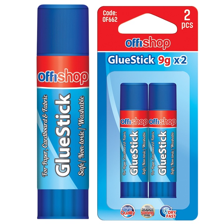 Lipici solid S-Cool, set 2 buc, PVP, 9g cada, alb, 8.2x1.7x1.7cm