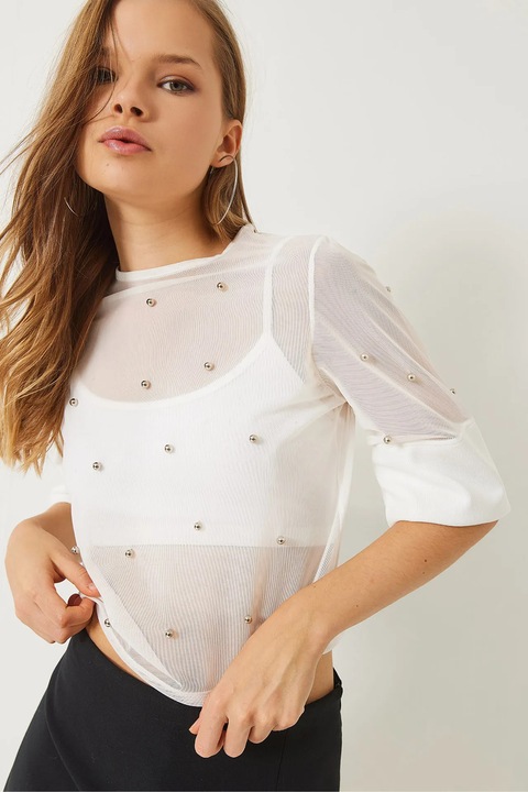 Bluza dama Bianco Lucci, model stelar alb, Alb