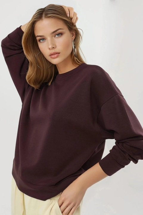 Hanorac dama, Busem, croiala relaxata, rosu visiniu, modal