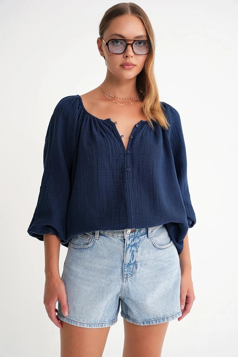 Bluza dama, Mixray, Albastru Marin, Textil