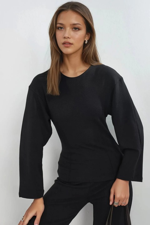 Bluza dama, Busem, mulata, maneca lunga, negru, jerseu