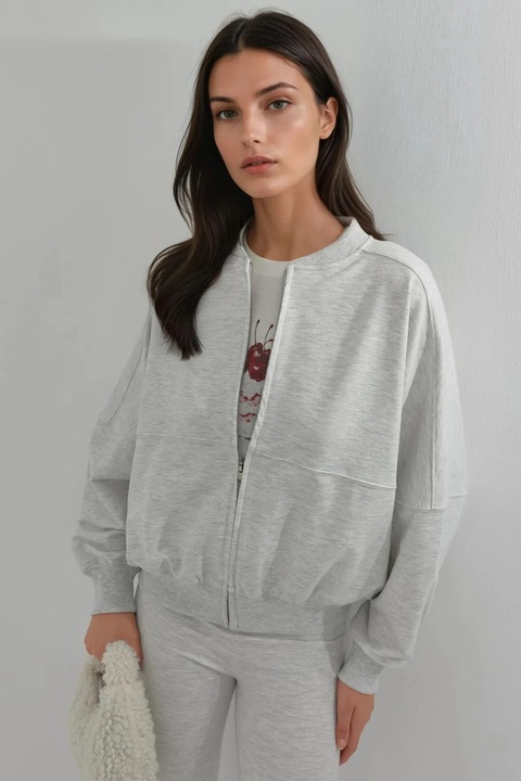 Hanorac Busem, dama, gri deschis, textil