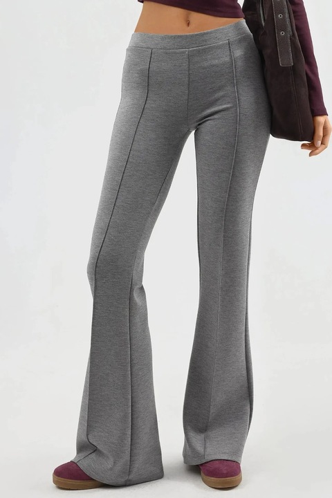 Pantaloni dama, Busem, evazati gri inchis, textil, Gri inchis