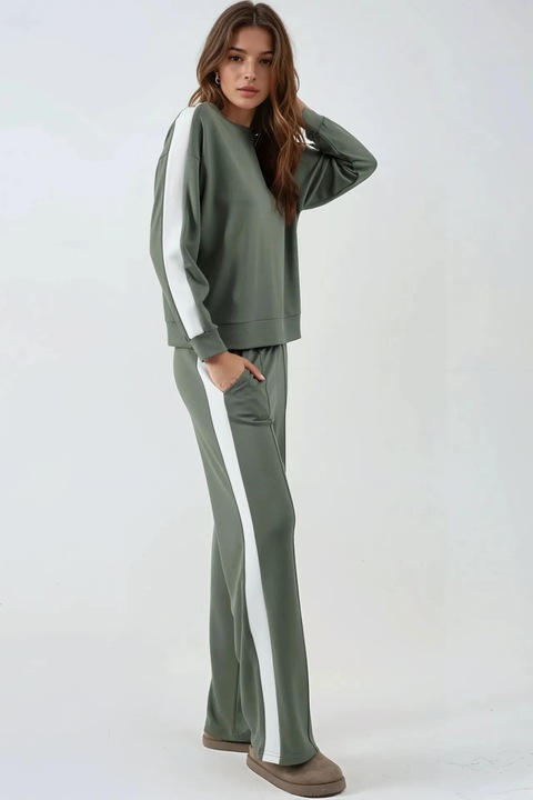 Compleu din doua piese, HiCCUP, bluza si pantaloni, verde, tricot