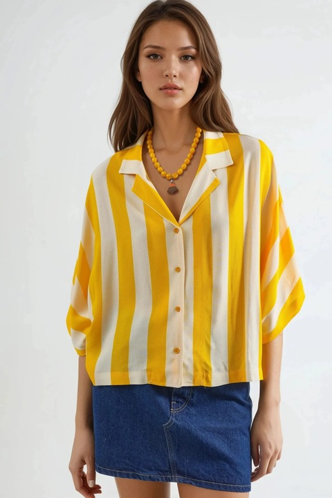 Camasa Busem cu dungi, galben lamaie, material textil, M INTL