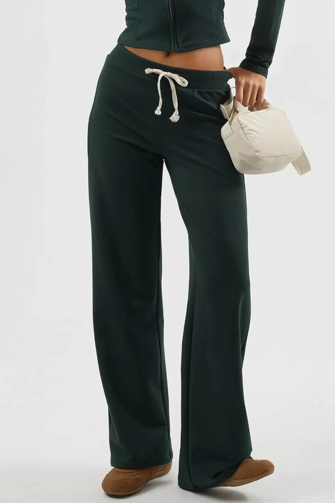 Pantaloni dama, Busem, pantaloni de trening cu croiala dreapta, snur, Verde Sacramento, textil, S INTL