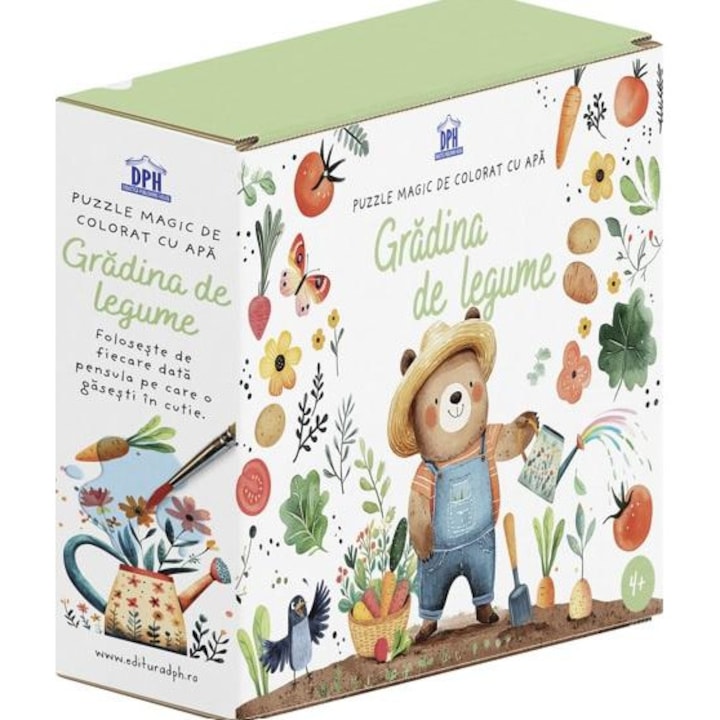 Varázslatos puzzle "Zöldségeskert", Didactica Kiadó, 54 darab, 14,8x21cm, ecsettel és illusztrált könyvvel
