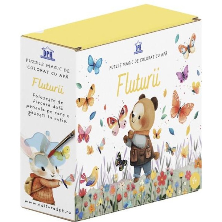 Pillangós oktató puzzle, 54 darabos, ecsettel, könyvvel, 14,8x21cm