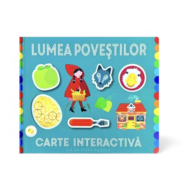 Interaktív könyv, Mesék világa, 24 puzzle darab, színes illusztrációk, 6 év+