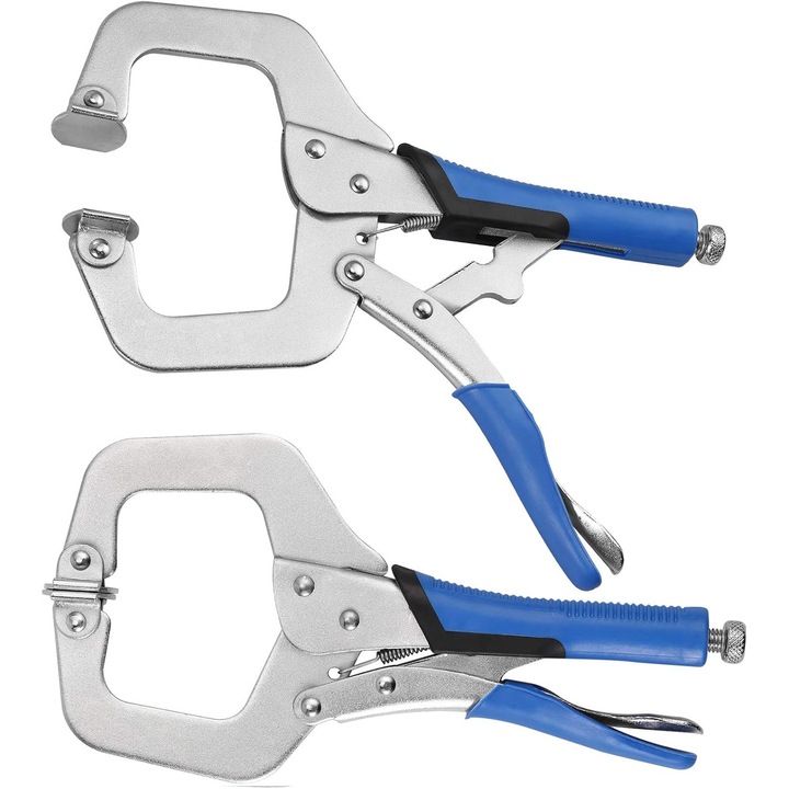 Set 2 Cleme C, 11" cu Maner din Cauciuc, Ajustare cu Surub, pentru Lucrari de Prelucrare a Lemnului