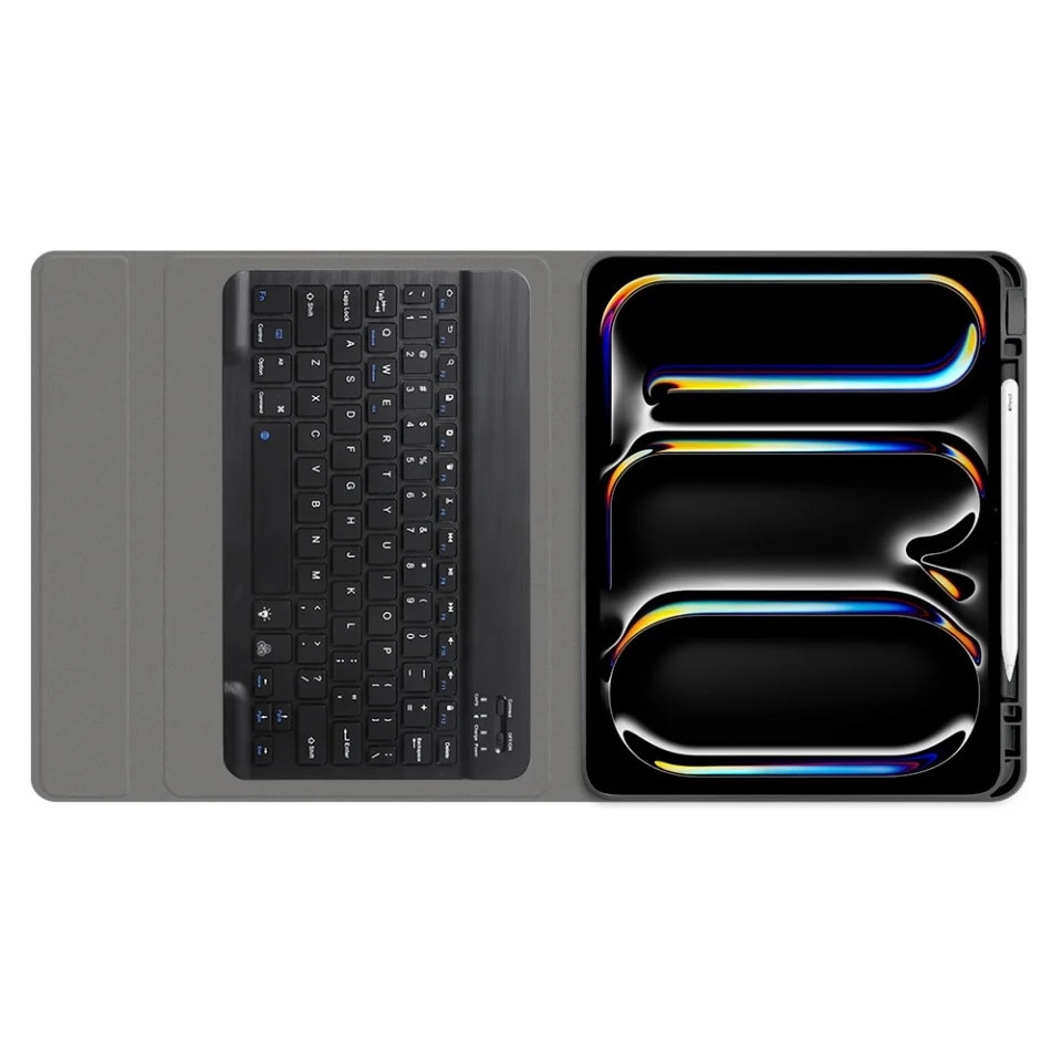 Husa pentru iPad Pro 11 (2024) / iPad Pro 11 (2025) cu Tastatura Bluetooth si Protectie 360°, CozyTab, Negru, set cu sticker