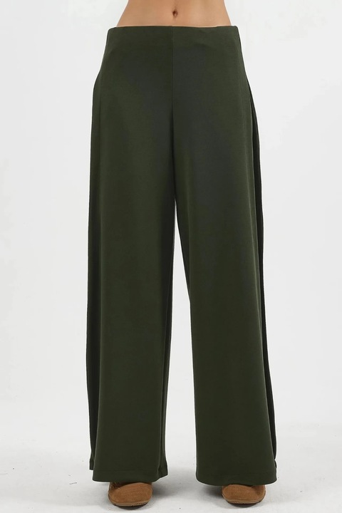 Pantaloni dama, Busem, plisati picior verde padure, textil, Verde padure