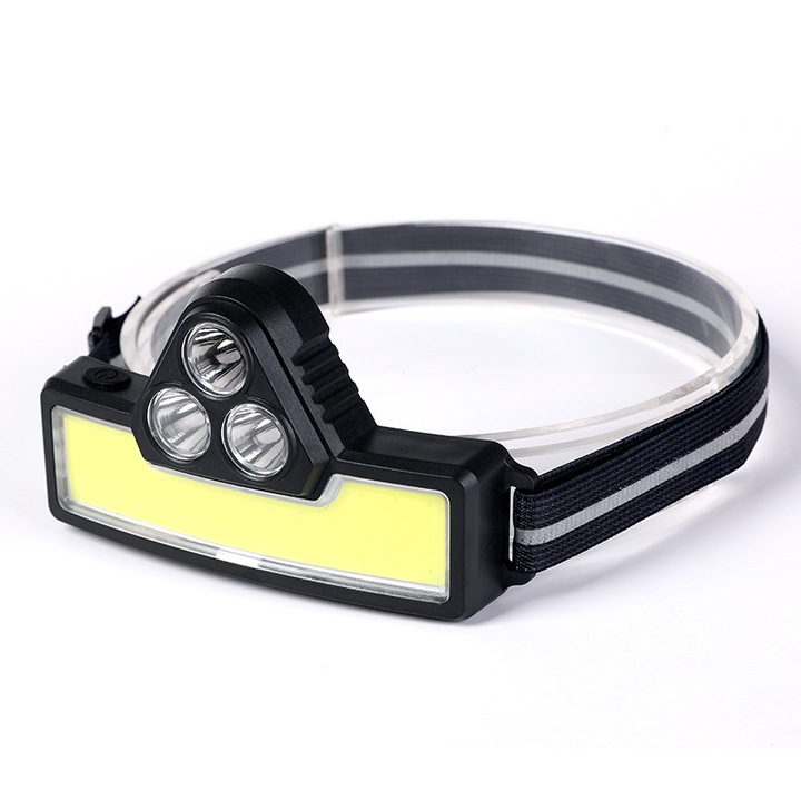 Újratölthető LED lámpa, 3 világítási mód, vízálló, 500 lumen, 2000mAh, USB kábellel