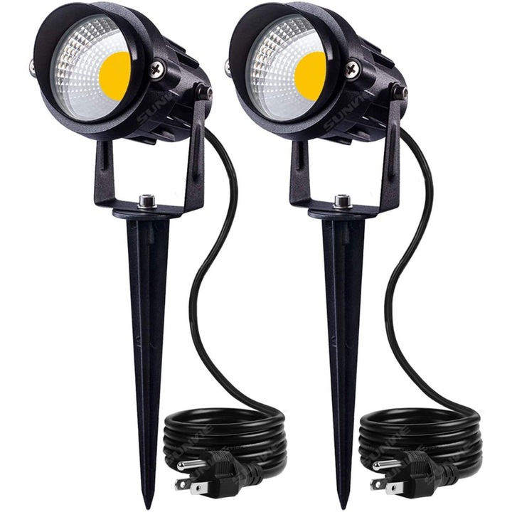 Set 2 proiectoare LED pentru exterior, 7W, 500lm, IP66, design elegant, lumina calda 2700K