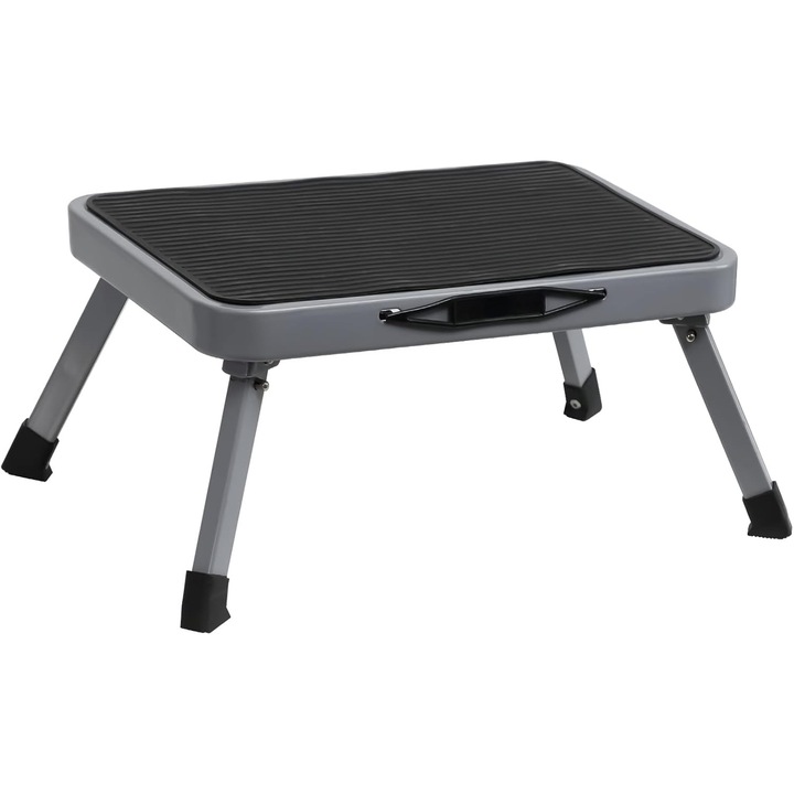 Összecsukható acél munkaállvány, csúszásmentes műanyag platform, maximális teherbírás 150 kg, 38.1x25.9x17cm