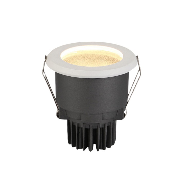 Spot LED incastrat 7W, IP44, alb cald 3000K, 75mm, set de instalare usoara