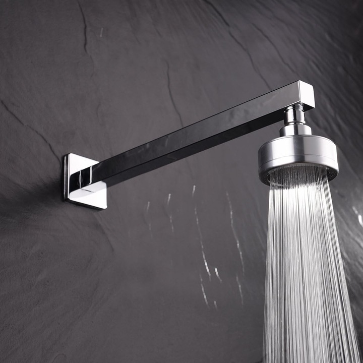 Brat de dus detasabil 35cm, crom, otel inoxidabil, rezistent la coroziune, instalare rapida