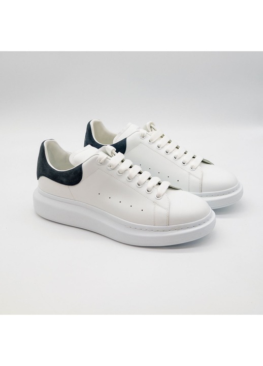 Adidași bărbați Alexander McQueen, piele naturală, albi cu insertie bleumarin, marime 45