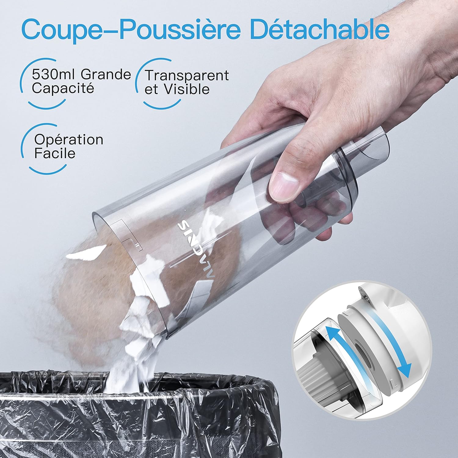 Aspirator portabil fara fir, 9000Pa, filtru din inox, 640g, pentru acasa si masina