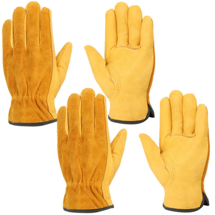 Munkavédelmi kesztyű, 2 pár, marhabőr, vágásálló, közepes és nagy méret