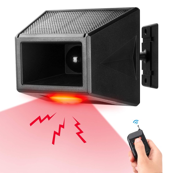 Napelemes stroboszkópos lámpa, mozgásérzékelővel, IP65, napelemes riasztó távirányítóval, 8 LED, 360°-ban forgatható, egyszerű telepítés