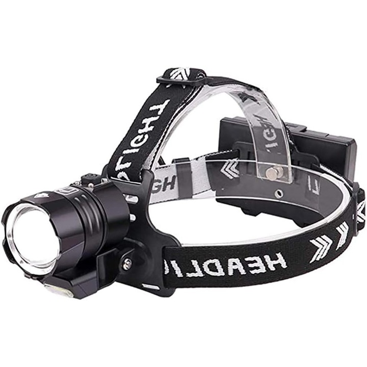 Lanterna LED reincarcabila, 12000 lumeni, 4 moduri, rotire 90°, impermeabila, set cu 3 baterii 18650