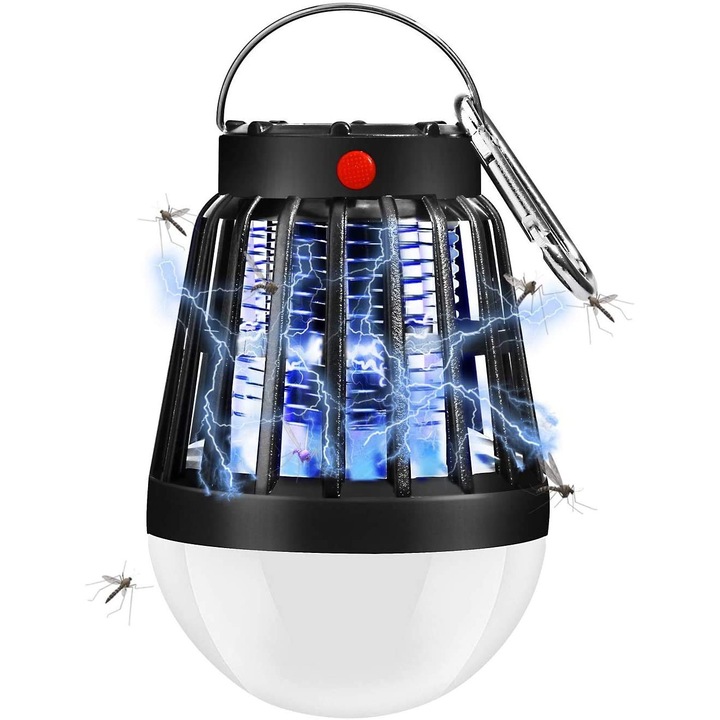 Лампа против комари 2 в 1, соларна/USB, преносима, за вътрешна/външна употреба, IPX6, 2200 mAh