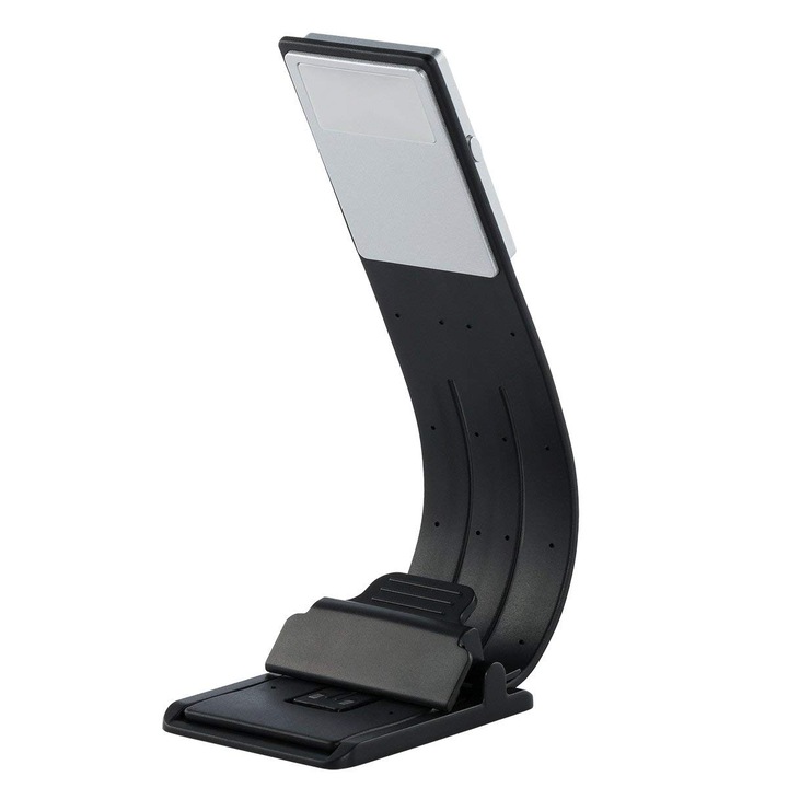 Lampa de citit portabila, clip-on, LED, protectie oculara, negru