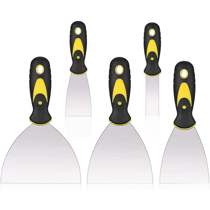 5 darabos spatula készlet, rozsdamentes acél, 1-6 hüvelyk méretű, ergonomikus markolat, rozsdaálló