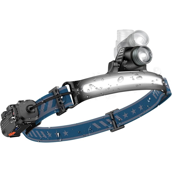 Акумулаторен LED фенер, 2000 лумена, 6 режима, IPX65, регулируем