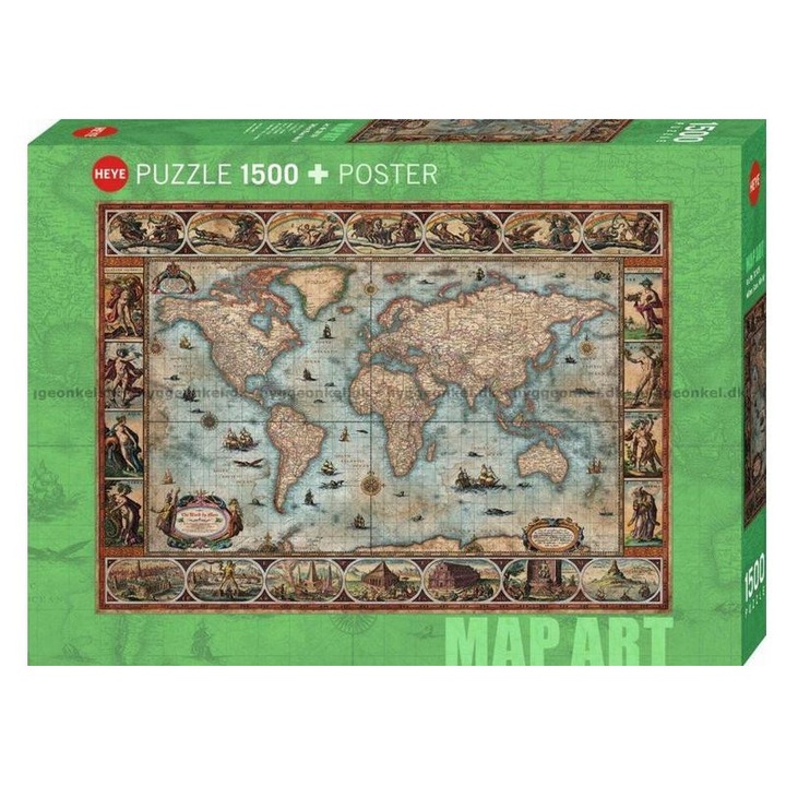 Heye 1500 db-os puzzle - Map Art - Willem Blaeu World (30109)