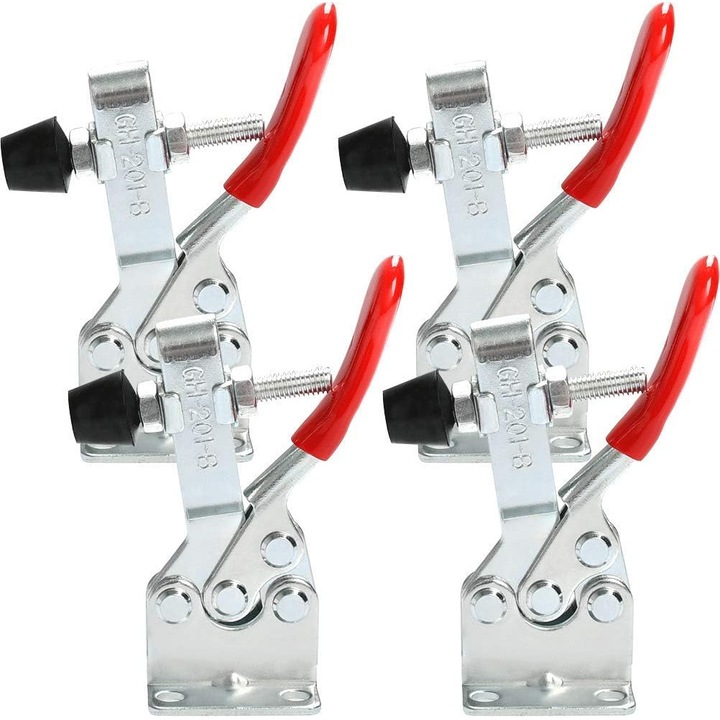 4 db rögzítőbilincs készlet, szorítókapacitás kb. 90 kg, piros/ezüst, 142 mm