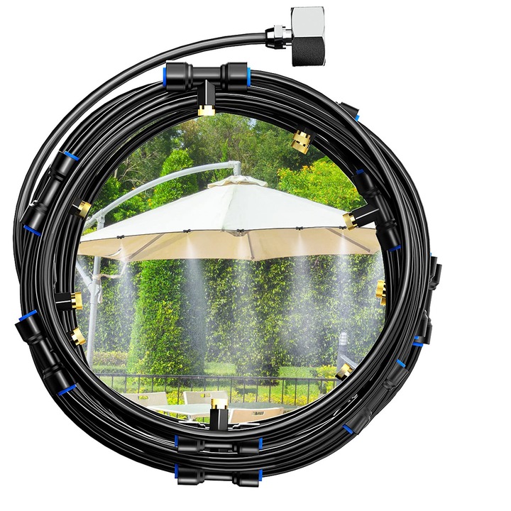 Sistem de aspersie pentru terasa, 10m, cu duza din alama, adaptor 3/4", set complet pentru racire automata