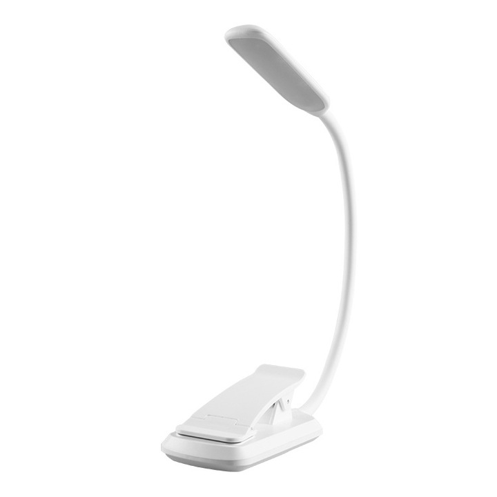 Lampa de citit cu LED, clip pentru carte, dimmer continuu, design flexibil, portabil
