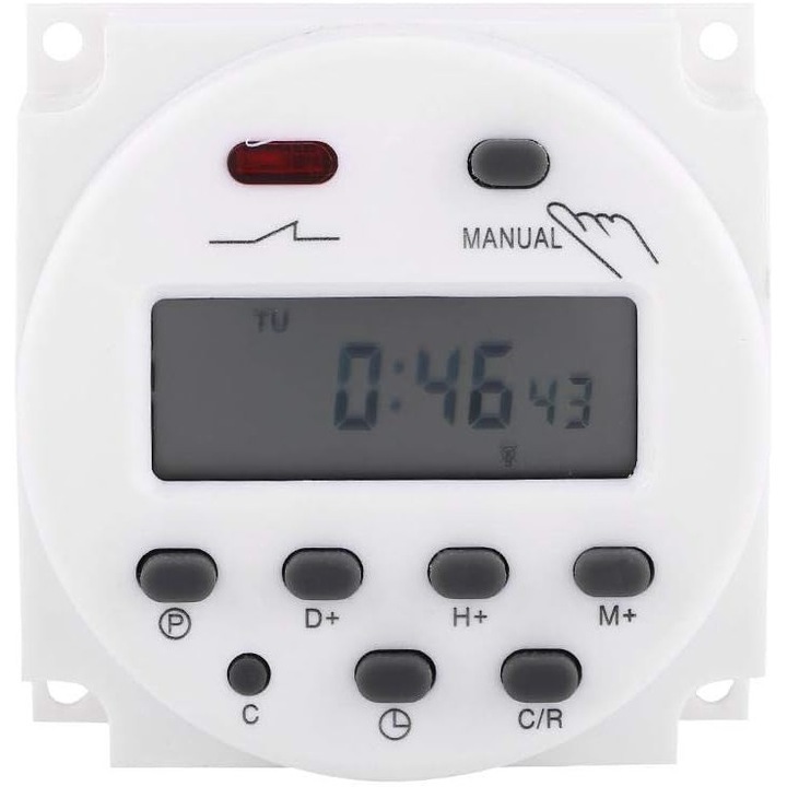 LCD digitális kapcsoló, heti programozható, 17 be/ki, 24V