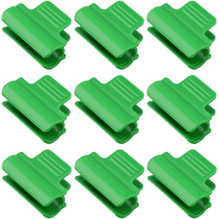 Set de 24 cleme pentru sere, plastic, verde, 5x3.5cm, pentru tuburi de 16mm