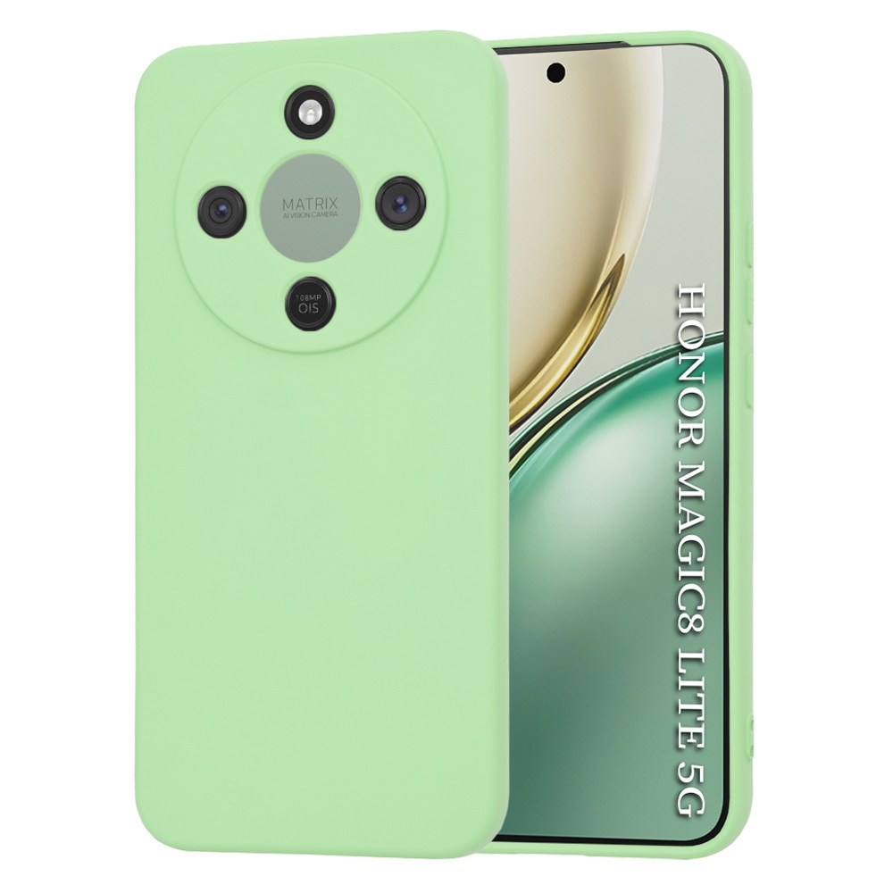 Husa pentru Honor Magic8 Lite, SKYDDAR INNOVATION, din Silicon Catifelat, SoftElegance, set cu sticker, Verde deschis