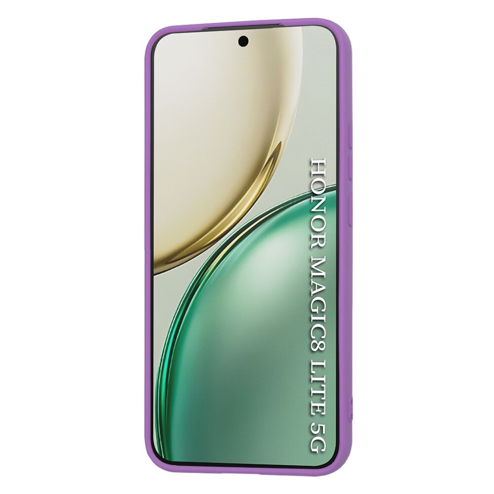 Husa pentru Honor Magic 8 Lite Liquid Silicone, subtire, captusita cu microfibra, anti amprenta, protectie camera foto, mov