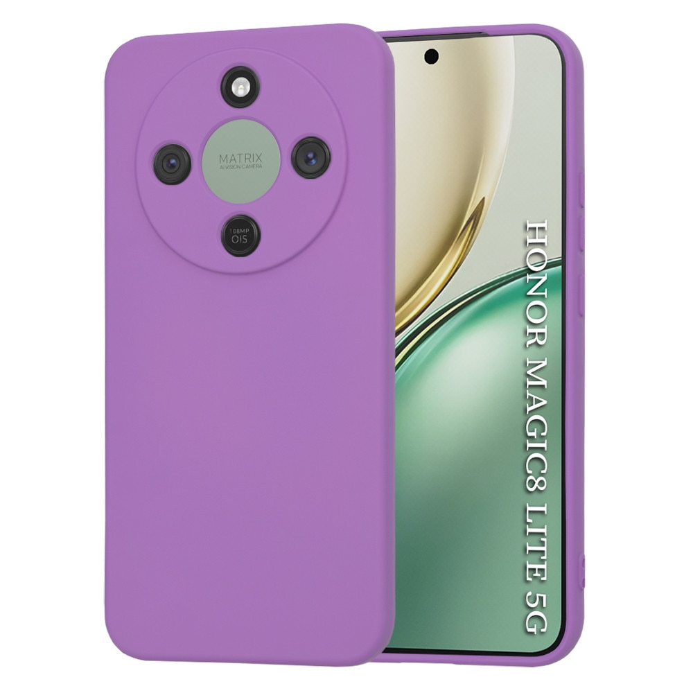 Husa pentru Honor Magic 8 Lite Liquid Silicone, subtire, captusita cu microfibra, anti amprenta, protectie camera foto, mov