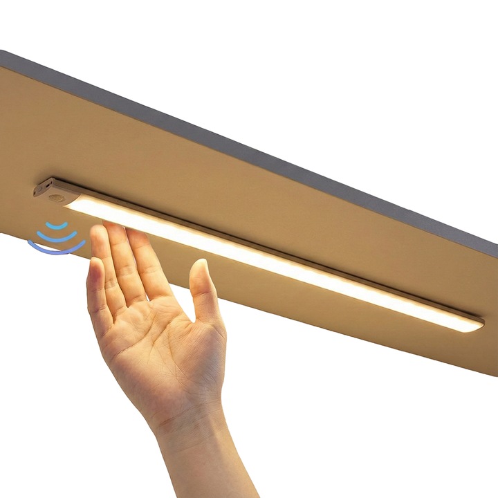 Lampa LED cu senzor uman, magnetica, reincarcabila, tip bara de 60cm, potrivita pentru birou, bucatarie, dulapul din dormitor (1 bucata)