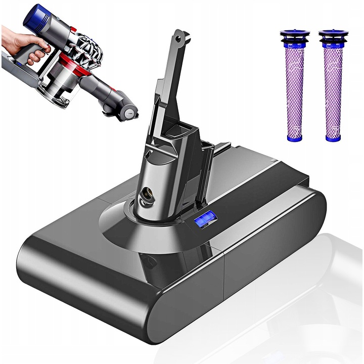 Inlocuire Baterie pentru Aspirator Dyson, YOUKUKE®, Capacitate 6000mAh, Complet Compatibila, V8 2 filtre