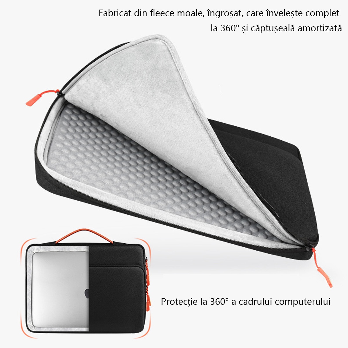 Ghiozdane protectoare rezistente la apa pentru laptopuri subtiri de 14 inch MacBook Pro M5/M4/M3/M2/M1 Pro/Max 2025 - 2021 si laptopuri Surface de 13.8 inch, ghiozdane cu maner portocaliu, buzunare pentru accesorii, design practic si elegant, pentru birou