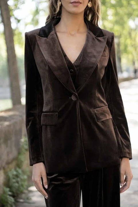 Sacou elegant din catifea maro MARO 38 EU