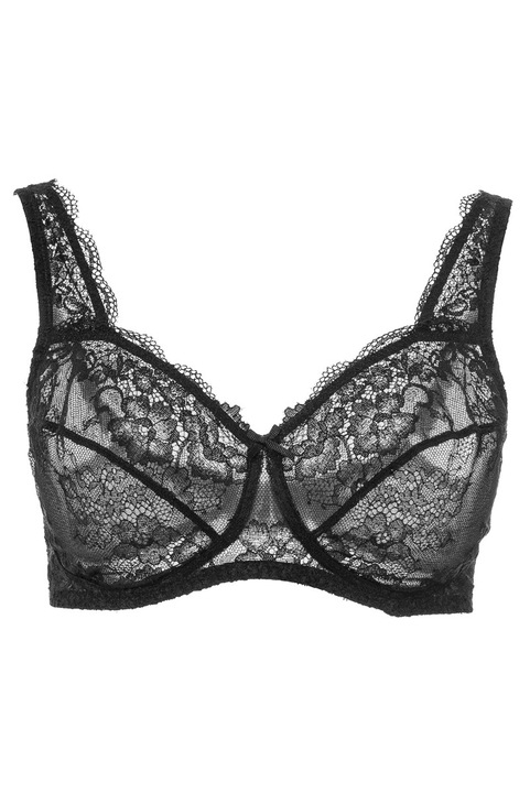 Sutien din dantela cu sustinere pentru sanii mari, fara sarma, Intimamoda 2440, Negru