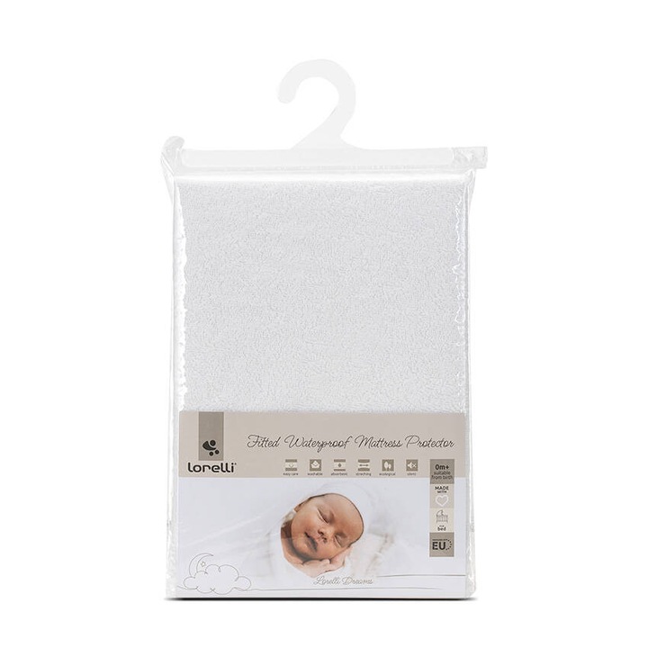 Husa Impermeabila Lorelli pentru Protectie Saltea 70x140CM Bumbac Alb