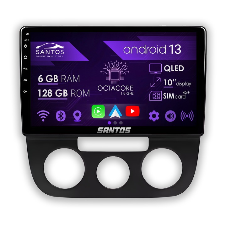 Navigatie VW Golf 5 Jetta, Android 13, 10 inch QLED, Octa Core 6GB RAM 128GB, Wireless CarPlay Android Auto, Slot Sim 4G, GPS, Waze